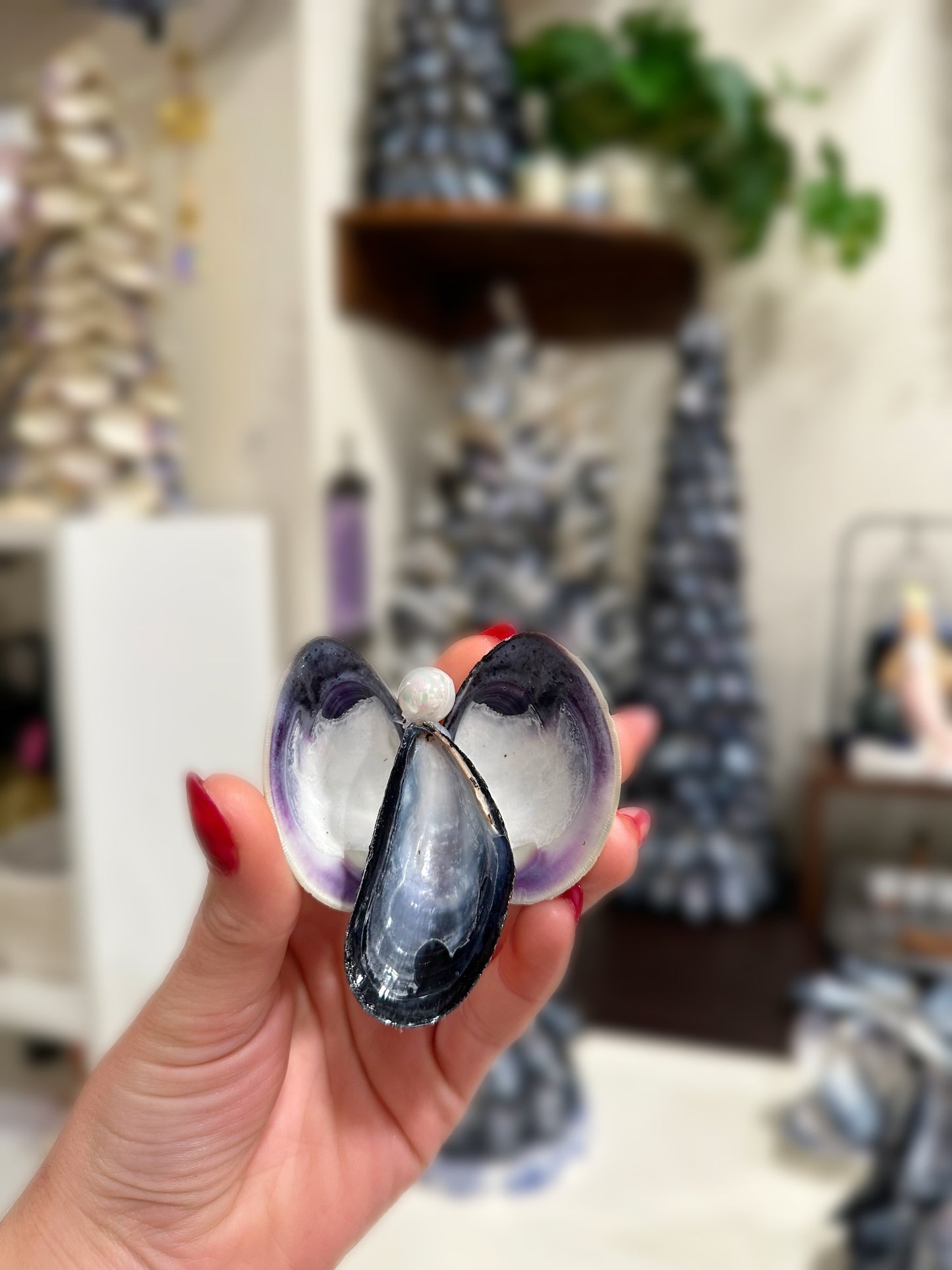 Coastal Mussel Shell Angel Ornament