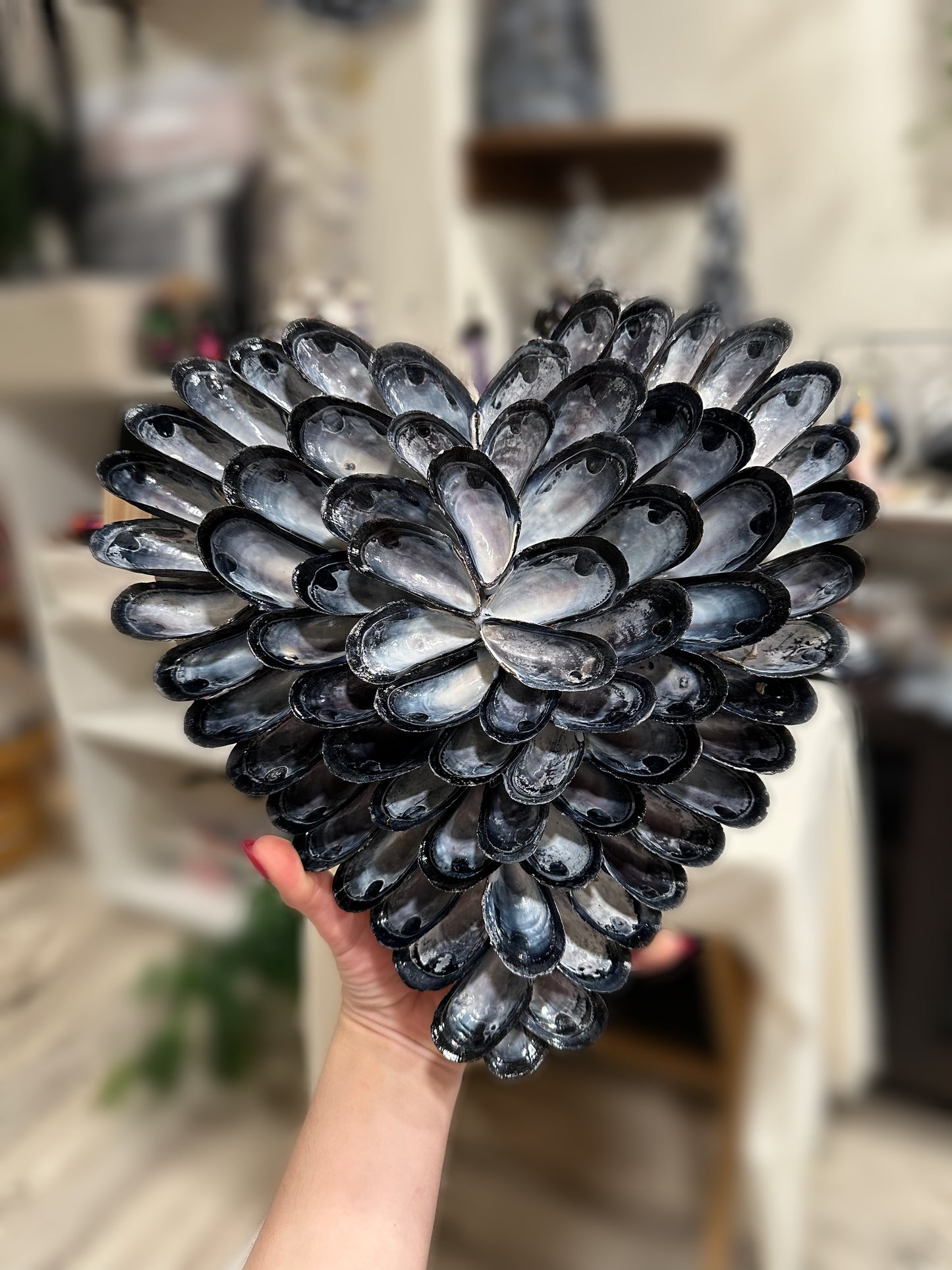 Heart-Shaped Coastal Shell Wreath – Handmade Nautical Wall Art